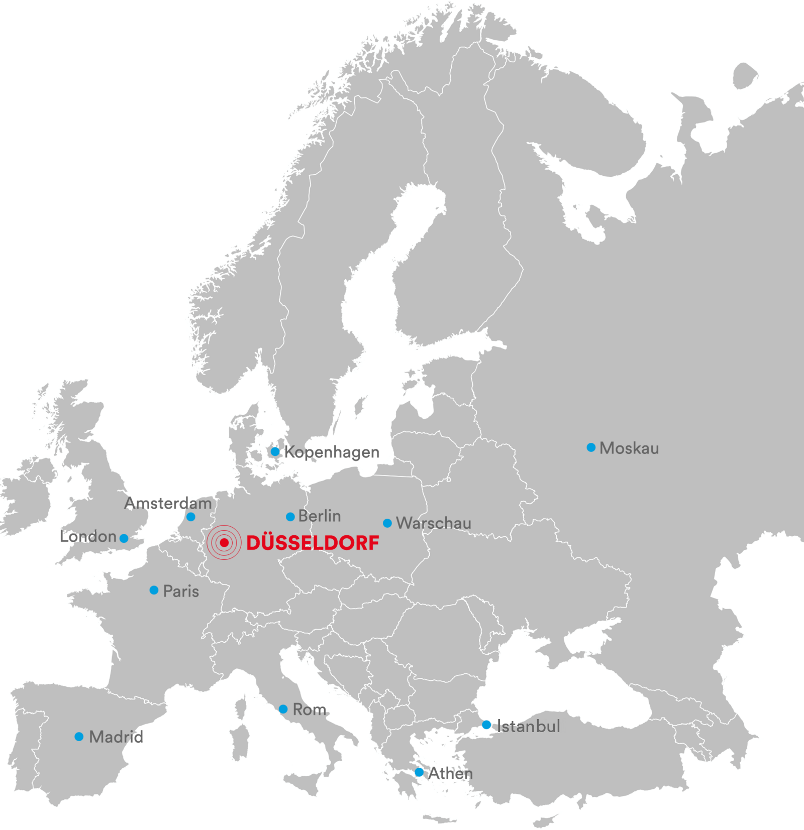 Europakarte Wirtschaftsstandort Düsseldorf
